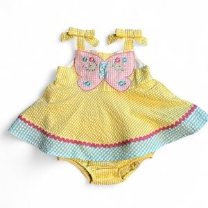 NWT Blueberi Boulevard Yellow and Pink Baby Dress 3-6 Mos